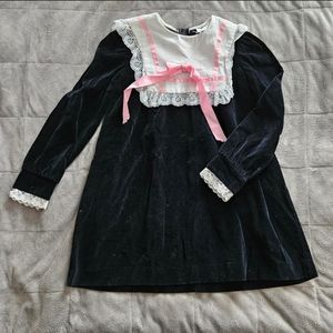 Vintage Black Velour Kids Dress